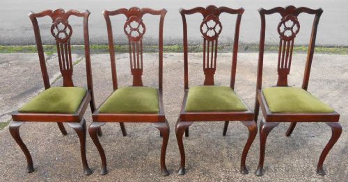 Set of Four Chippendale Style Mahogany Highback Dining Chairs