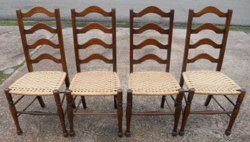 Set of Four Elm Ladderback Dining Chairs