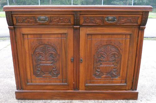 Small Edwardian Carved Mahogany Sideboard Base