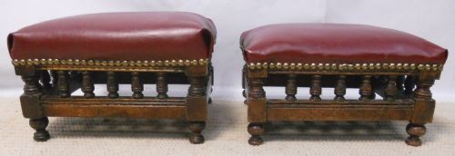 Two Edwardian Walnut Footstools