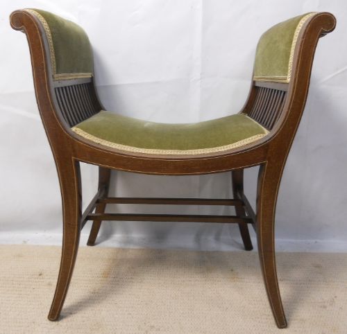 Edwardian Inlaid Mahogany Ladies Dressing Stool