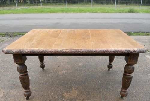 Victorian Carved Oak Dining Table