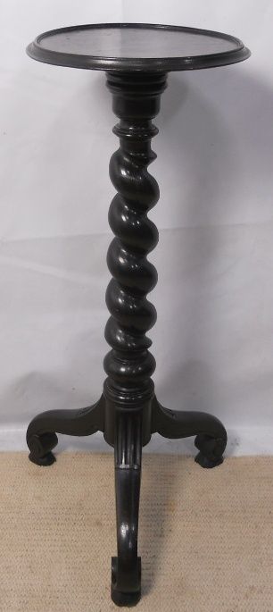 Victorian Ebonized Barley Twist Torchere Plant Stand