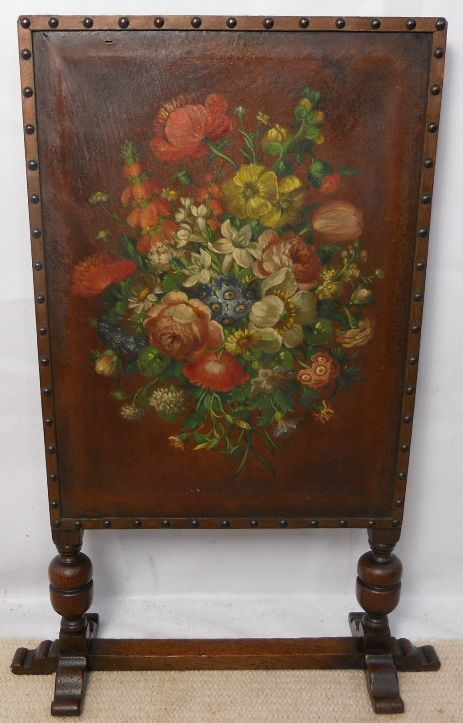 Painted Hide Effect Wooden Frame Firescreen