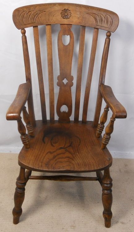 Victorian Windsor Elm & Beech Kitchen Armchair