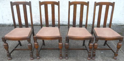 Set of Four Oak Highback Dining Chairs