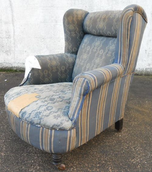 Victorian Wingback Fireside Armchair for Re-upholstery