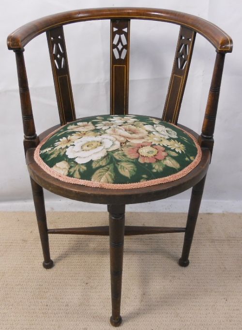 Edwardian Inlaid Mahogany Tub Salon Armchair