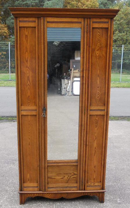 Edwardian Ash Mirror Door Hanging Wardrobe