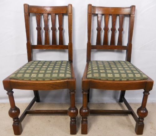 Pair Oak Framed Dining Chairs