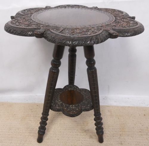 Oriental Carved Hardwood Occasional Table