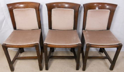 Set of Three Deco Oak Dining Chairs