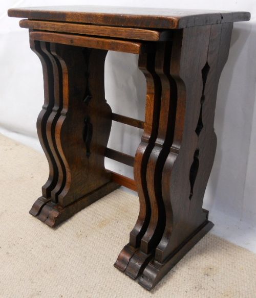 Nest of Three Oak Arts & Craft Period Coffee Tables