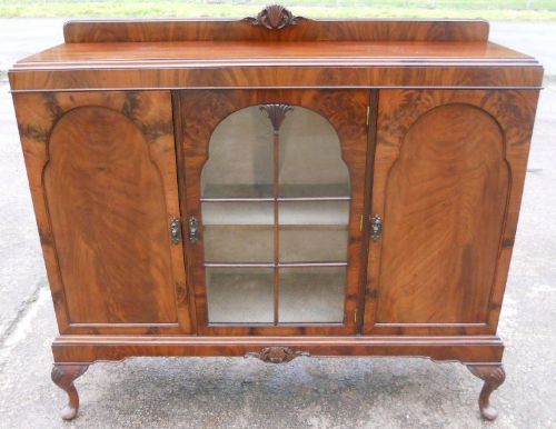 Walnut Display Bookcase Cabinet