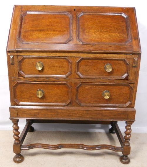 Jacobean Style Medium Oak Writing Bureau