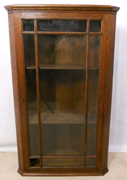 Oak Glazed Hanging Corner Cupboard