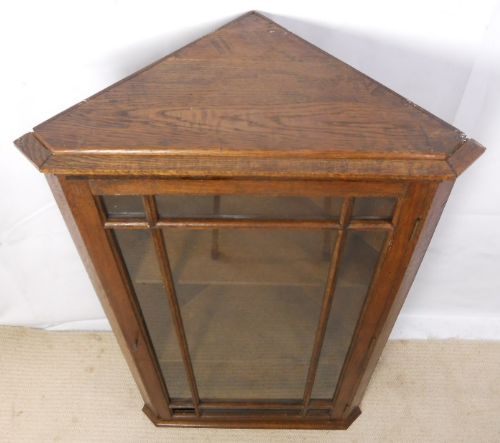 fig 1. Oak Glazed Hanging Corner Cupboard