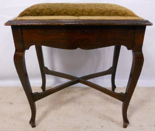 Edwardian Mahogany Framed Upholstered Dressing Stool