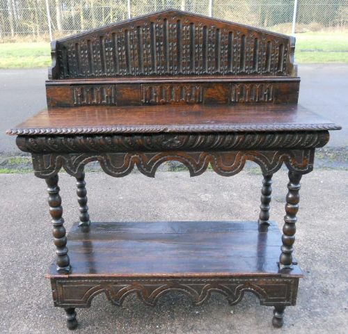 Victorian Carved Oak Side Table Buffet