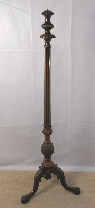 Carved Walnut Standard Lamp Stand