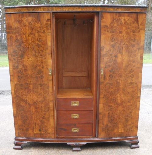 fig 1. Burr Walnut Three Door Triple Hanging Wardrobe