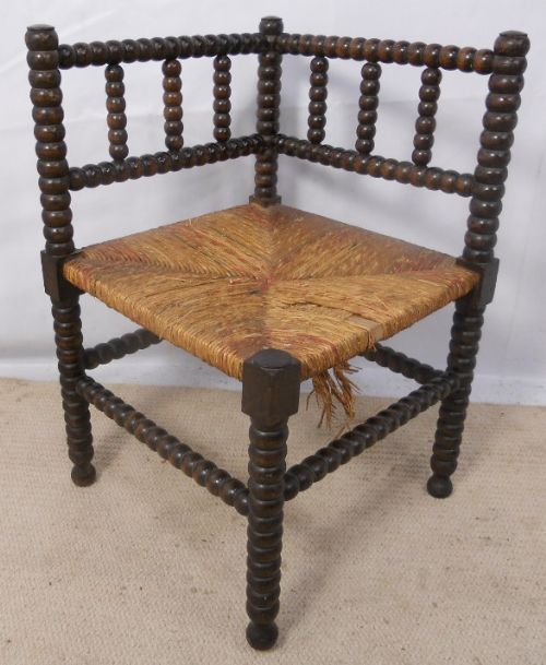 Bobbin Elm Rush Seat Corner Chair