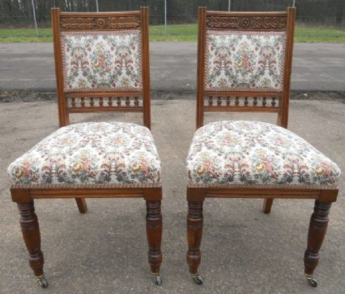 Pair of Edwardian Carved Mahogany Dining Chairs