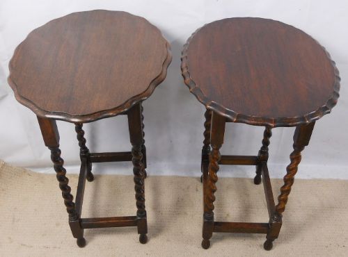 Two Oak Barley Twist Oval Occasional Tables