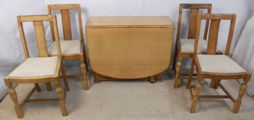 Light Oak Dropleaf Dining Table & Matching Chairs