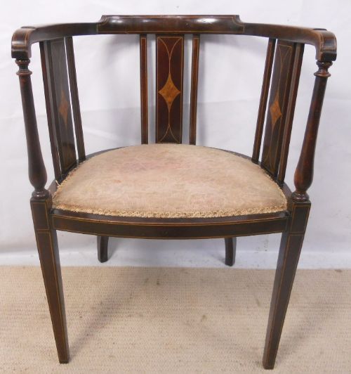 Edwardian Inlaid Mahogany Tub Chair