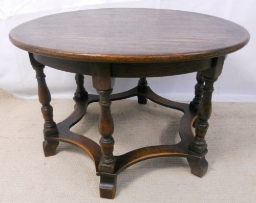 Circular Oak Jacobean Style Coffee Table