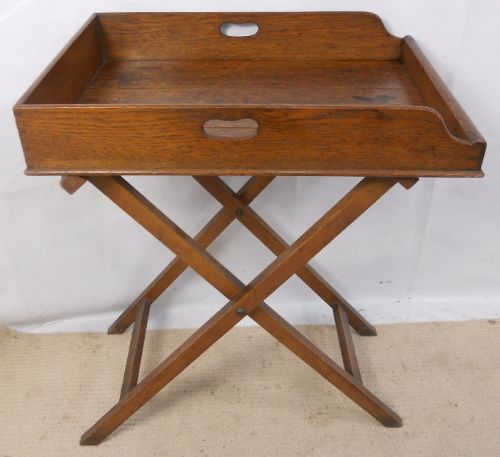 Edwardian Oak Butlers Tray on Stand