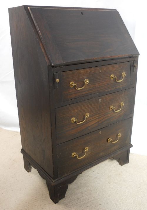 Edwardian Small Solid Oak Writing Bureau