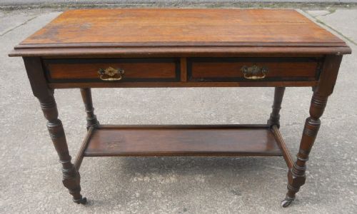 Edwardian Oak Two Drawer Writing Table