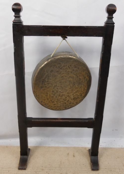 Victorian Oak Gong on Stand