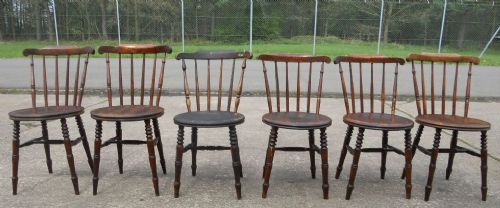 Six Beech & Elm Spindle Back Penny Seat Chairs