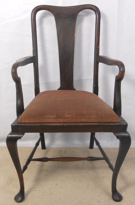 Queen Anne Style Mahogany Carver Desk Armchair