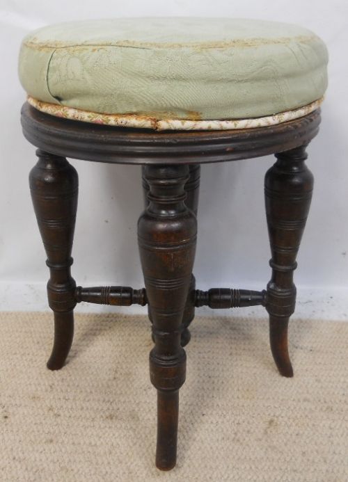 Edwardian Walnut Circular Revolving Piano Stool