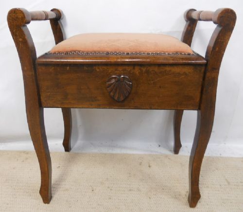 Edwardian Walnut Piano Stool