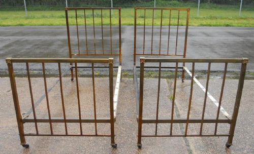 Pair Metal Brass Finished Single Bedsteads