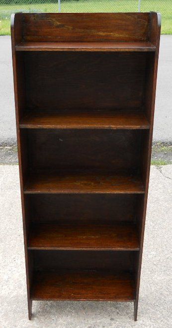 Narrow Oak Standing Open Bookshelves