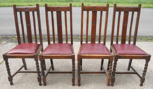 Set of Four Oak Highback Dining Chairs