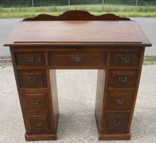 Edwardian Mahogany Kneehole Pedestal Clerks Desk