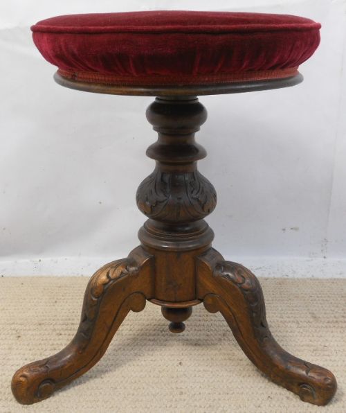 Victorian Revolving Walnut Piano Stool
