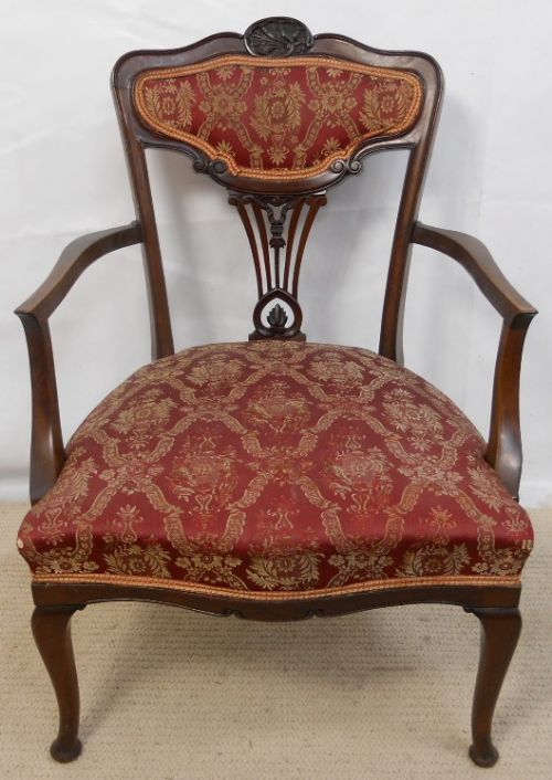 Edwardian Mahogany Salon Armchair