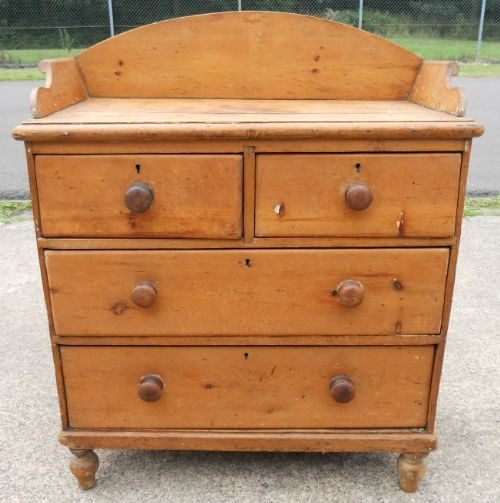 Victorian Pine Gallery Back Chest of Drawers