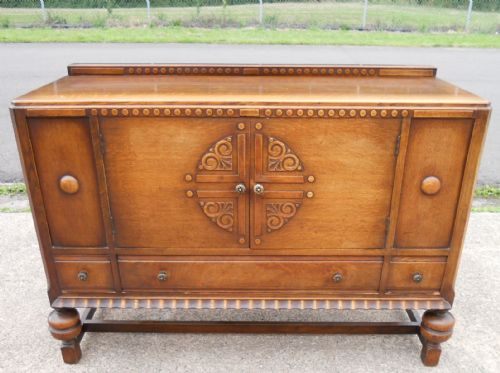 Golden Oak Carved Sideboard Base