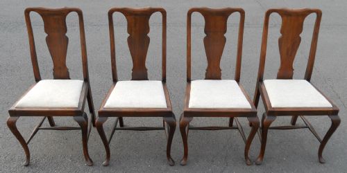 Set of Four Queen Anne Style Walnut Dining Chairs