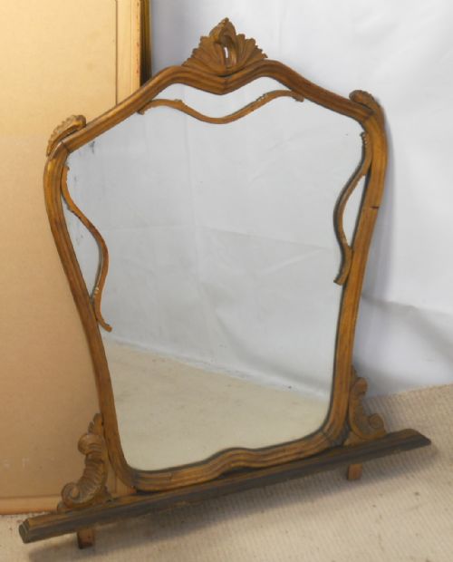 Carved Walnut Frame Shaped Overmantel Mirror
