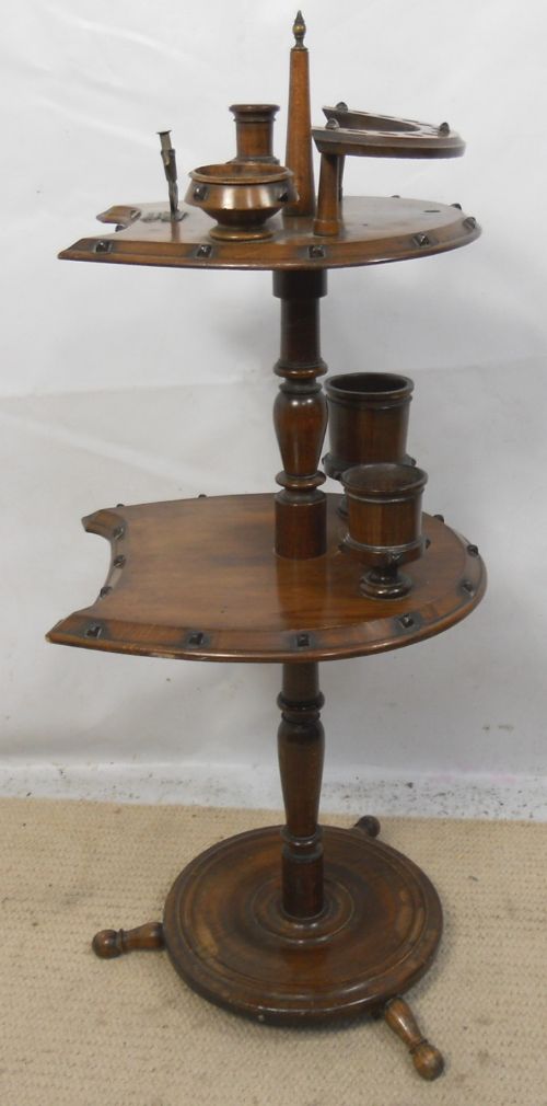 Walnut Horseshoe Shape Pedestal Smokers Stand